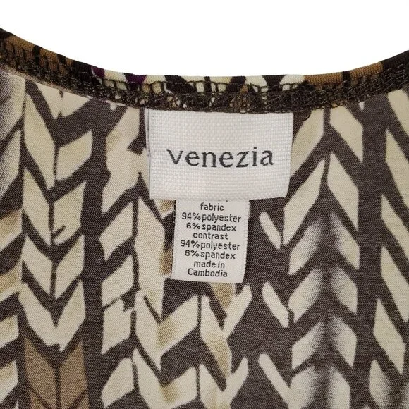 Venezia Size 22 24 Shirt Layered Stretch Jersey Tunic Tie Belt Boho Braid Print - Picture 6 of 6